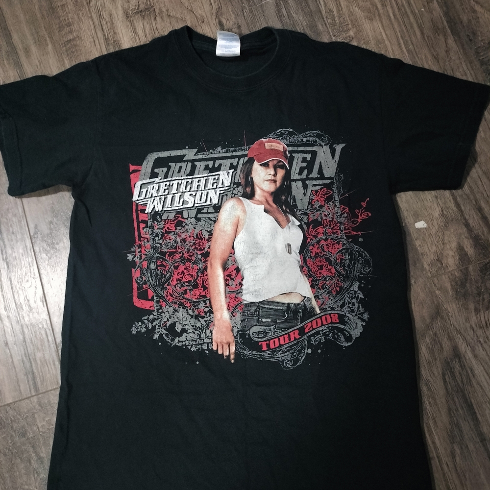 Gretchen Wilson Black and Red Short Sleeve Graphic Tee Tour Shirt Vintage